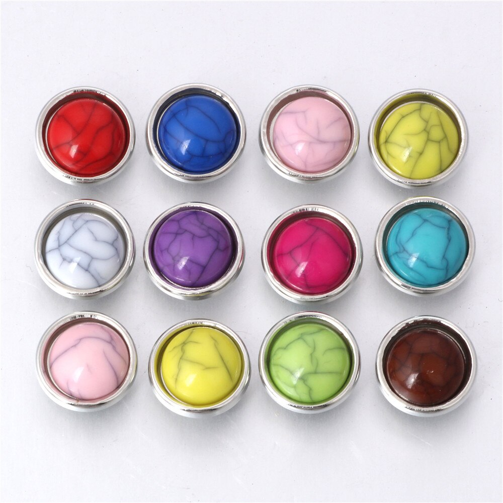 10pcs/lot Mixed Color 12MM Random Fish Scale Resin Snap Button For Women Fit 12mm Snap Bracelet Bangle Earrings Necklaces: 4