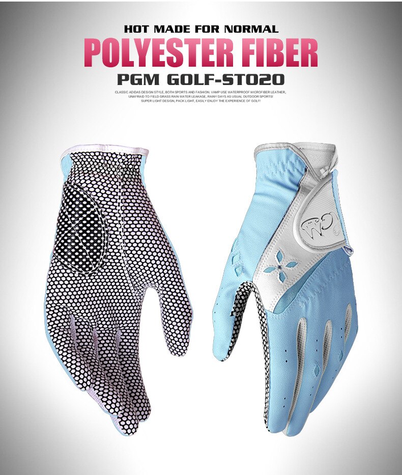 PGM – gants de Golf antidérapants pour femmes, 1 paire, main gauche et main droite, gants de sport de plein air respirants pour dames: Bleu / 21