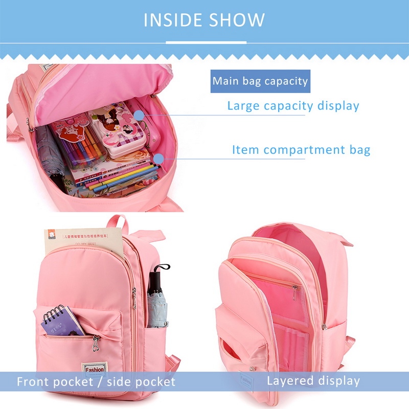 3 pièces impression sacs d'école pour filles adolescent cartable école sacs à dos pour enfants enfants sac de voyage noir sac à dos