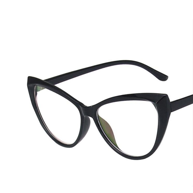 Oulylan Sexy Cat Eye Eyeglasses Frames Women Anti Blue Light Glasses Frame Brand Vintage Clear Prescription Eyewear: Black