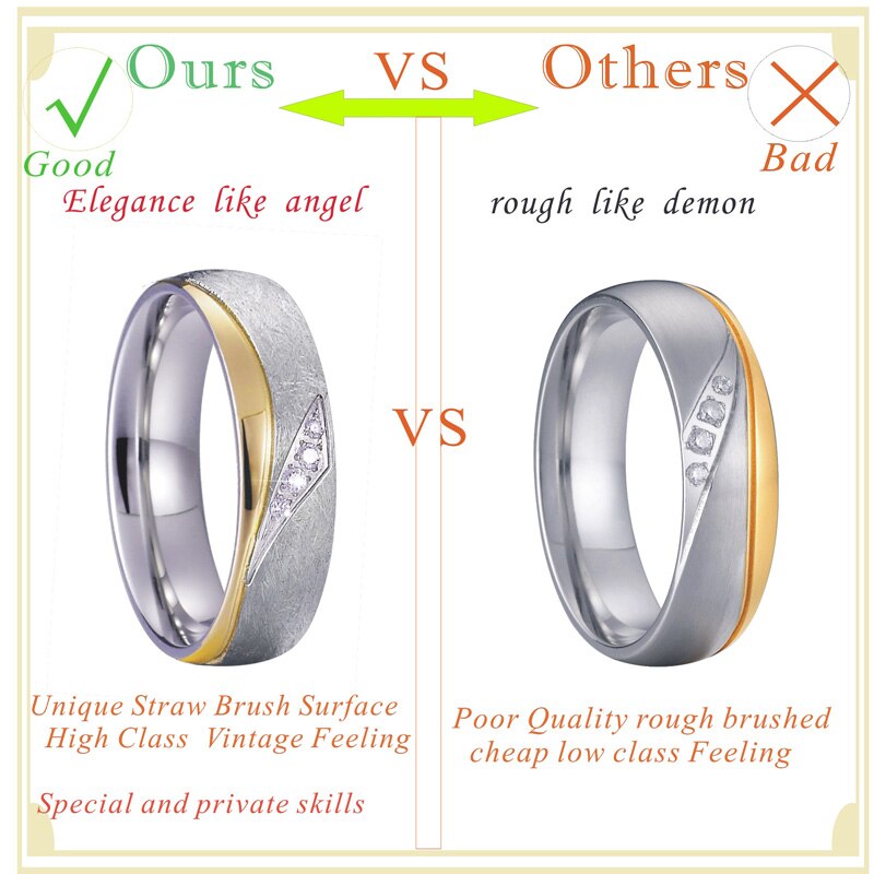 Unieke Handgemaakte Lover 'S Paar Trouwringen Voor Mannen En Vrouwen Goud Zilver Kleur Eco Titanium Sieraden Huwelijk Vinger ring