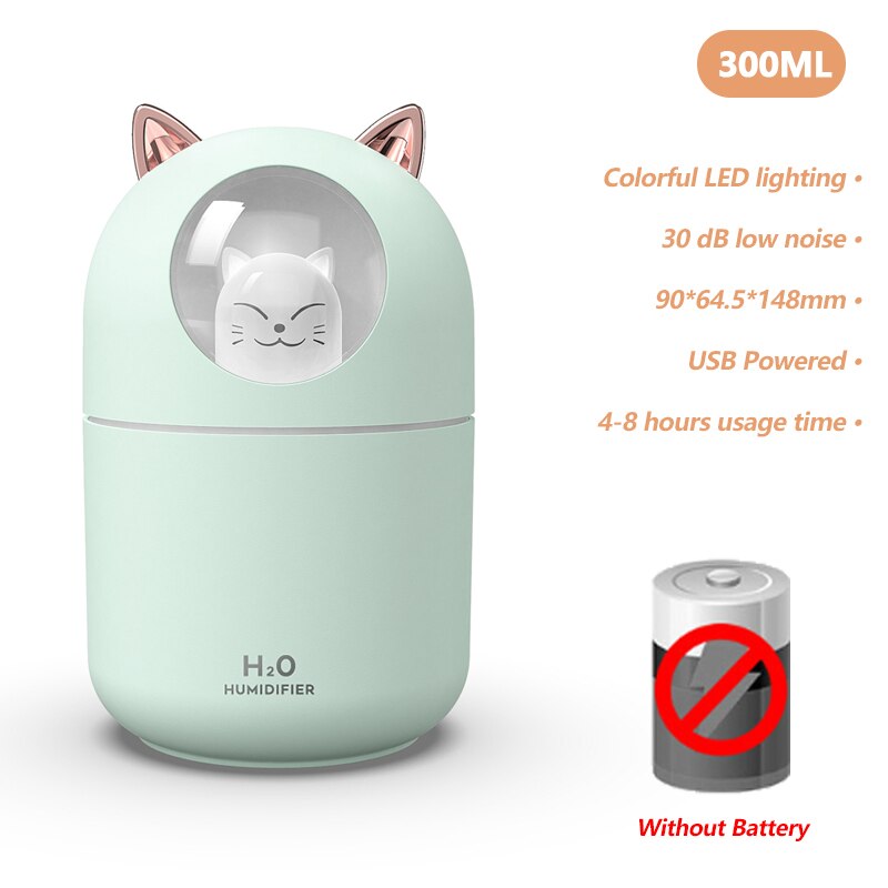 Lovely Cat Air Humidifier USB Aromatherapy Mist Maker Fogger with LED Lamp Mini Portable Ultrasonic Aroma Diffuser Air Purifier: 08