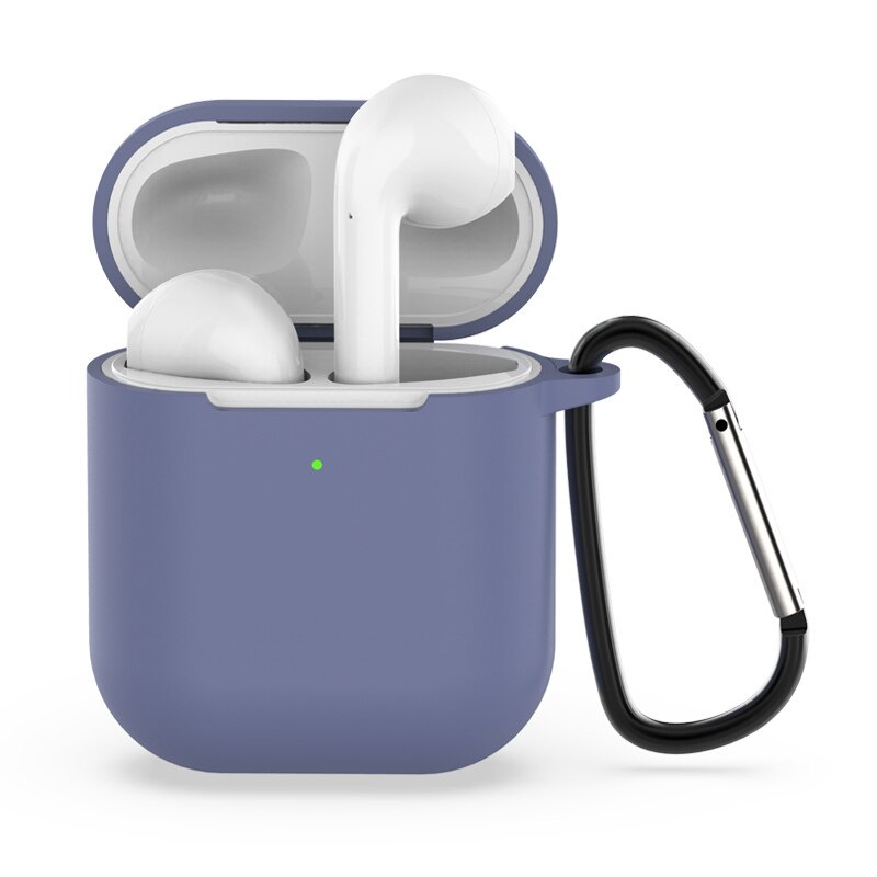 Silikonowe słuchawki etui na Airpods 2. Bezprzewodowe słuchawki pokrowiec ochronny na Apple Airpods2 Air Pods 2 etui z haczykiem: Purple 2
