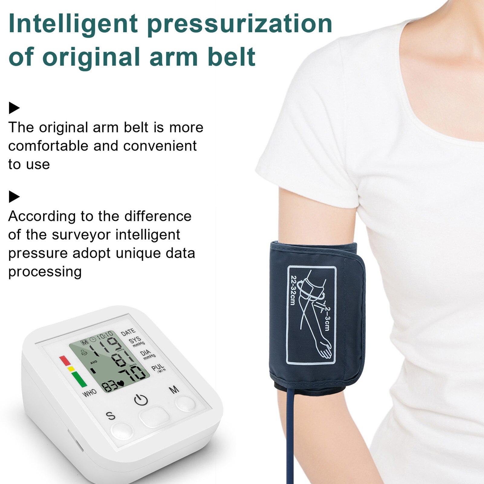 Bloeddrukmeter Huishouden Arm Band Bloeddrukmeter Lcd Display Nauwkeurige Meting Tonometer