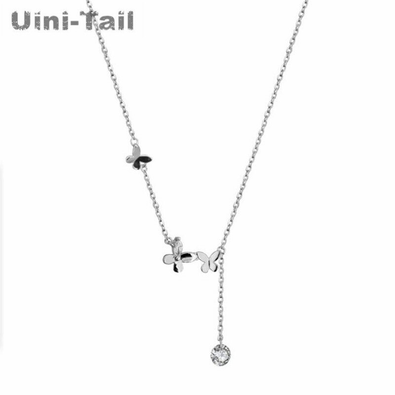 Uini-ogon gorąca sprzedaż nowy 925 srebro styl bajki śliczny mały motyl mikro-zestaw naszyjnik tendencja w modzie słodki romantyczny