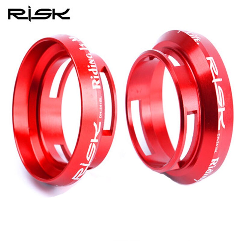 RISK 1-1/8" Ultralight MTB Mountain Bike Headset 34mm Aluminum+Titanium Alloy 7075 CNC Bicycle Cycling Hollow Headset Black/ Red