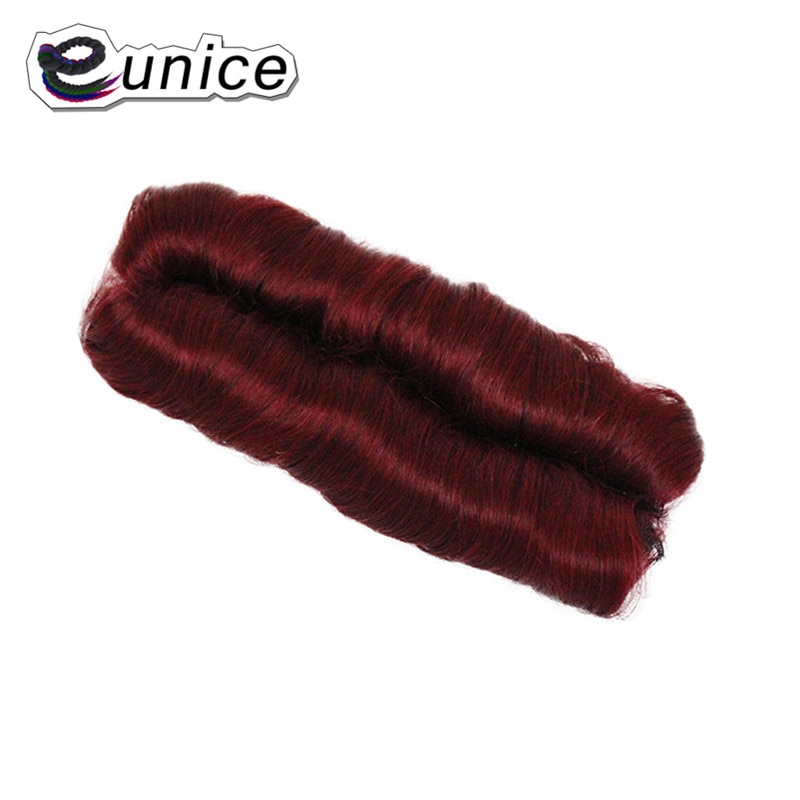 Eunice-tissage en Double trame de synthèse lisse de couleur rouge bordeaux, 28 pièces, cheveux féminins courts, sans rasage, pour femmes