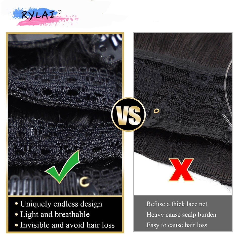 Deep Wave Clip In Hair Extensions Real Soft Thick Women Hair 24 Inch Long Curly Hair Extensions Clip In Synthetic 160 Gram RYLAI