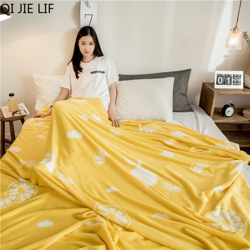 geel polyester deken voor volwassenen warm deken lakens flanellen winter home decor gooi deken voor sofa