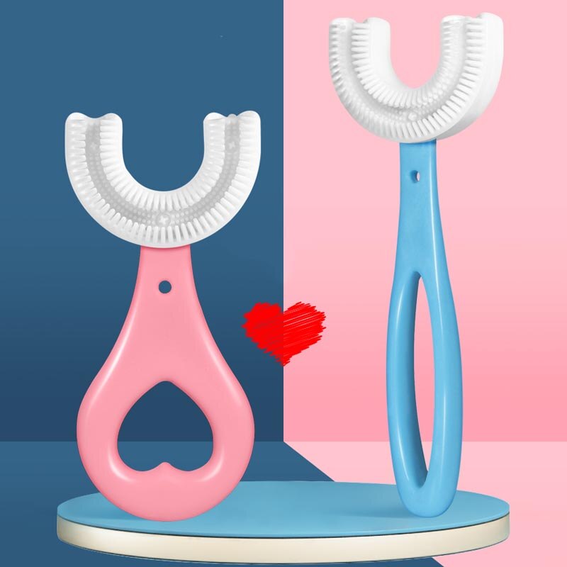 2 pz/set nuovo infantile U Silicone spazzolino da denti per bambini cura dei denti pulizia della bocca manuale cartone animato modello versione manuale