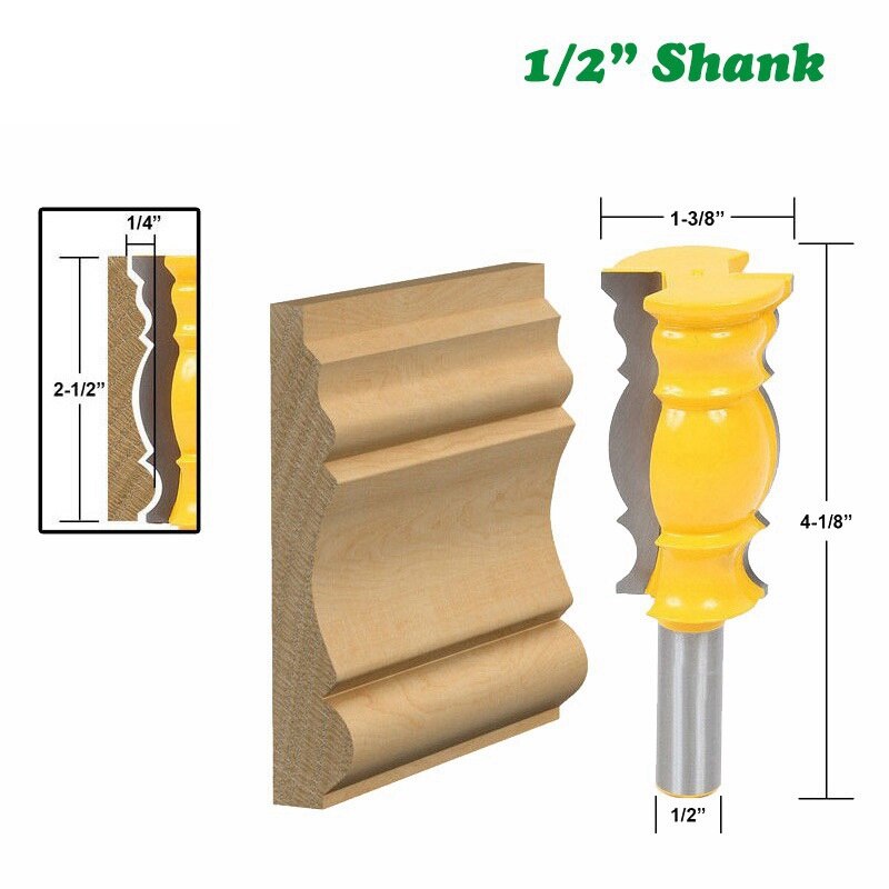 3 Pcs 1/2 Inch Shank Crown Molding Router Bit Raised Panel Wood Milling Cutter Set Rail & Stile Woodworking Miter