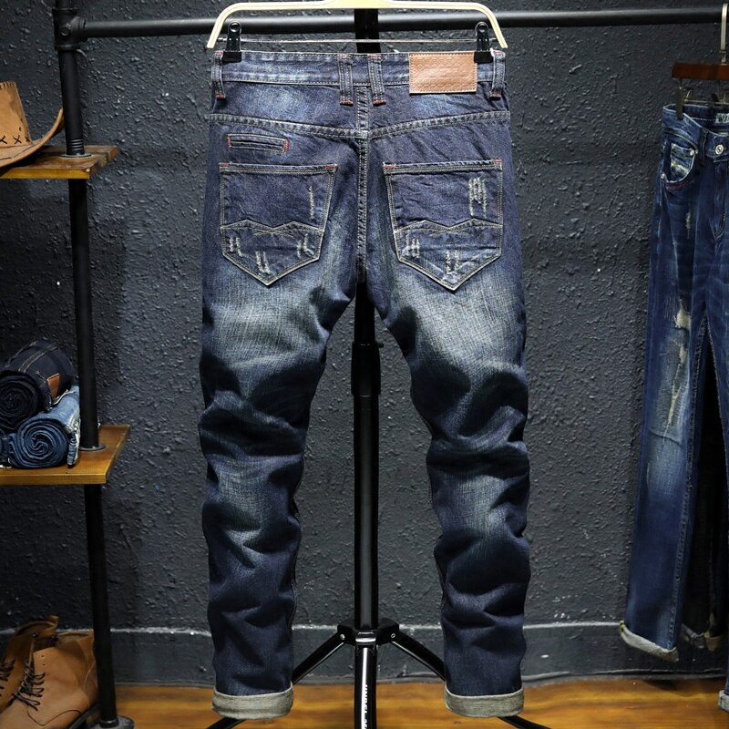 Jean déchiré pour homme, jean déchiré et détruit au Vintage, pantalon Cargo à grandes poches, coupe Slim Punk, à la , automne et hiver