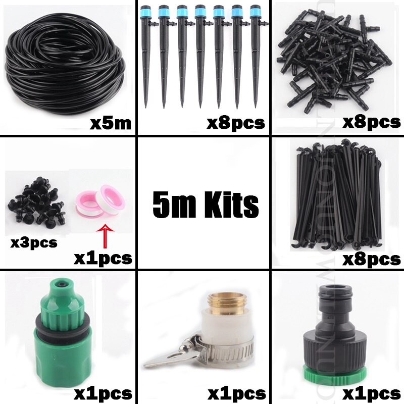 5~50M Smart Garden Watering System Automatic Micro Drip Irrigation Watering Kits Garden Watering Timer Kit Irrigation System: 5m Blue Kits