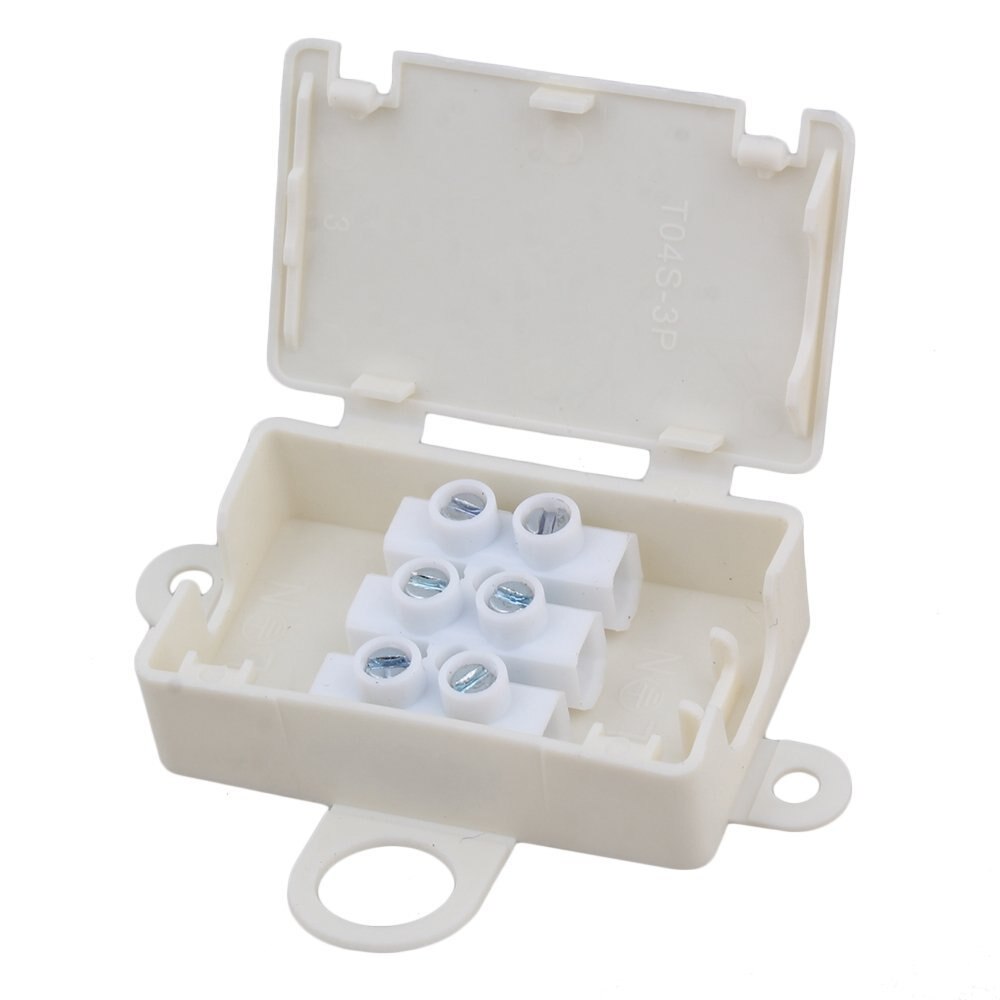 Beige Plastic Mini Cable Wire Junction Box with T06-MM3S Terminals &amp; Wire Sleeve for Chandeliers Pack of 4