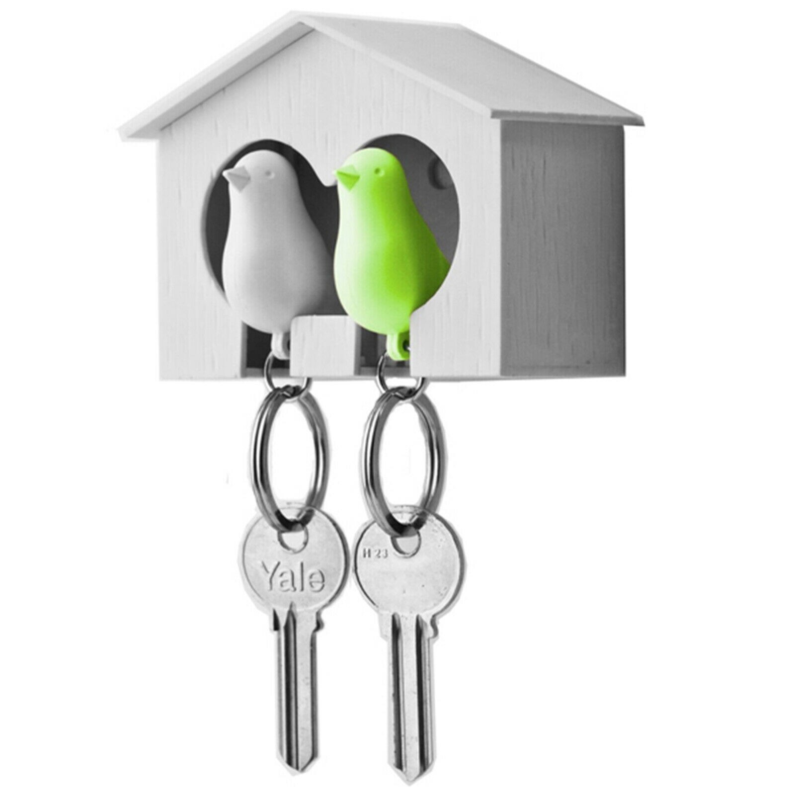 Bird Key Holder Sparrow Whistle House Chain Wall Mount Hook Home Hanger Rack: Light Green