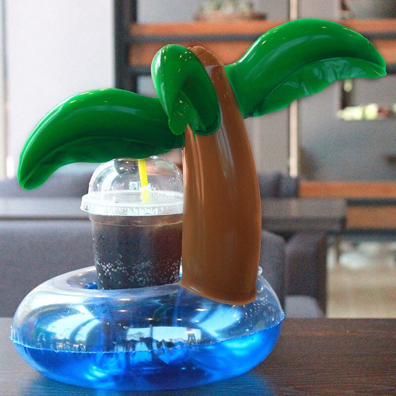 Mini Water Coasters boia Coconut tree Floating inflatable cup holder Swimming pool drink float toy cup stand Water Fun