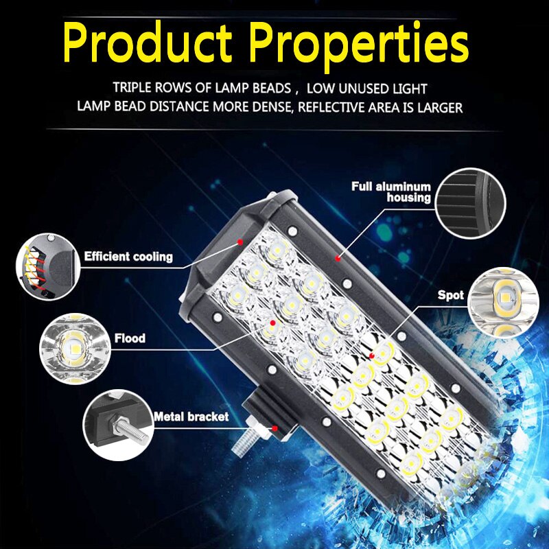 9INCH OFF ROAD LED WORK LIGHT BAR SPOT FLOOD COMBO DRIVING LAMP 12V 24V CAR TRUCK TRAILER SUV 4WD ATV WAGON AUXILIARY LIGHT BAR