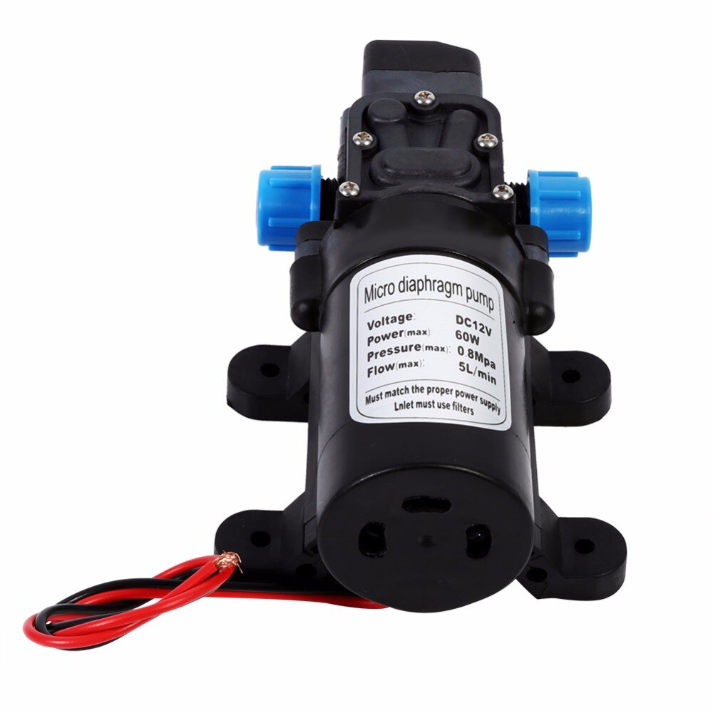 DC 12V 60W Micro Electric Diaphragm Water Pump Automatic Switch 5L/min High Pressure Car Washing Spray Water Pump 0.8Mpa 5L/min