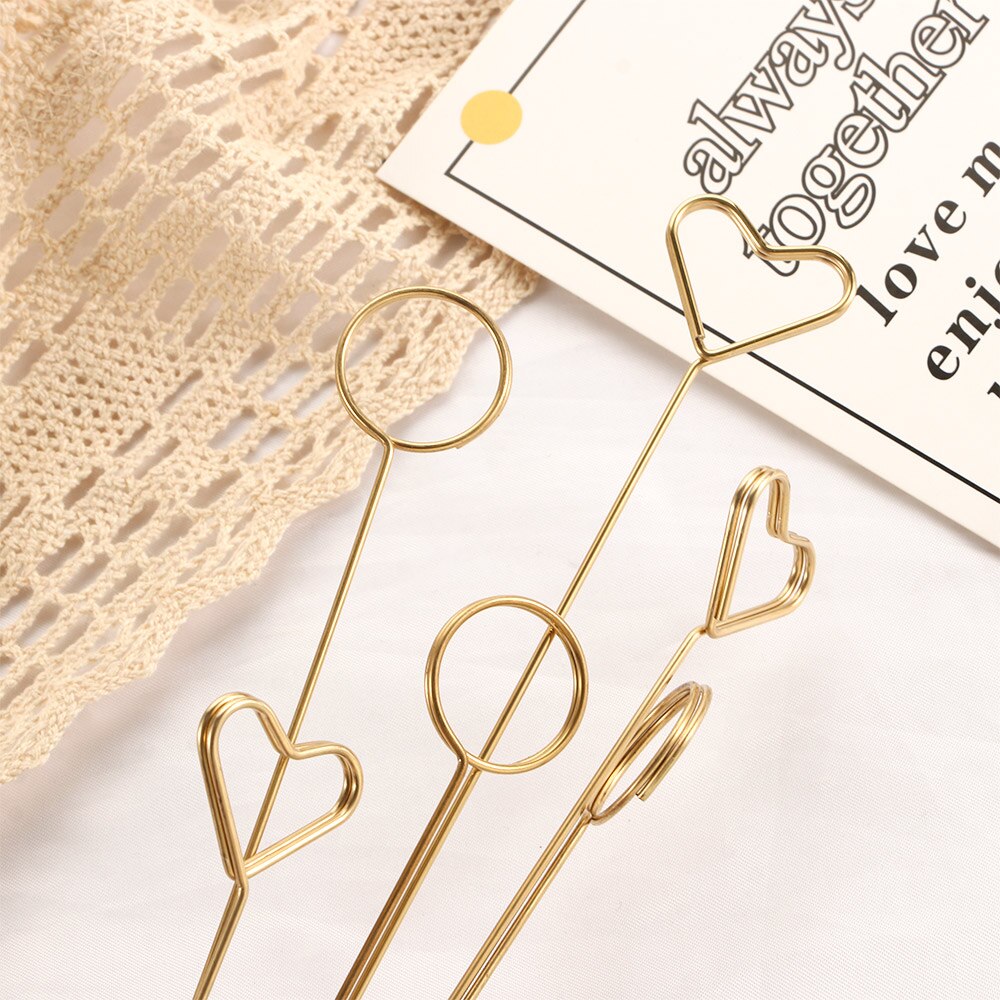 10 Pcs Art Card Holder Metal Postcard Clip Flower Bunch Special Message Card Stand For Party DIY Decoration