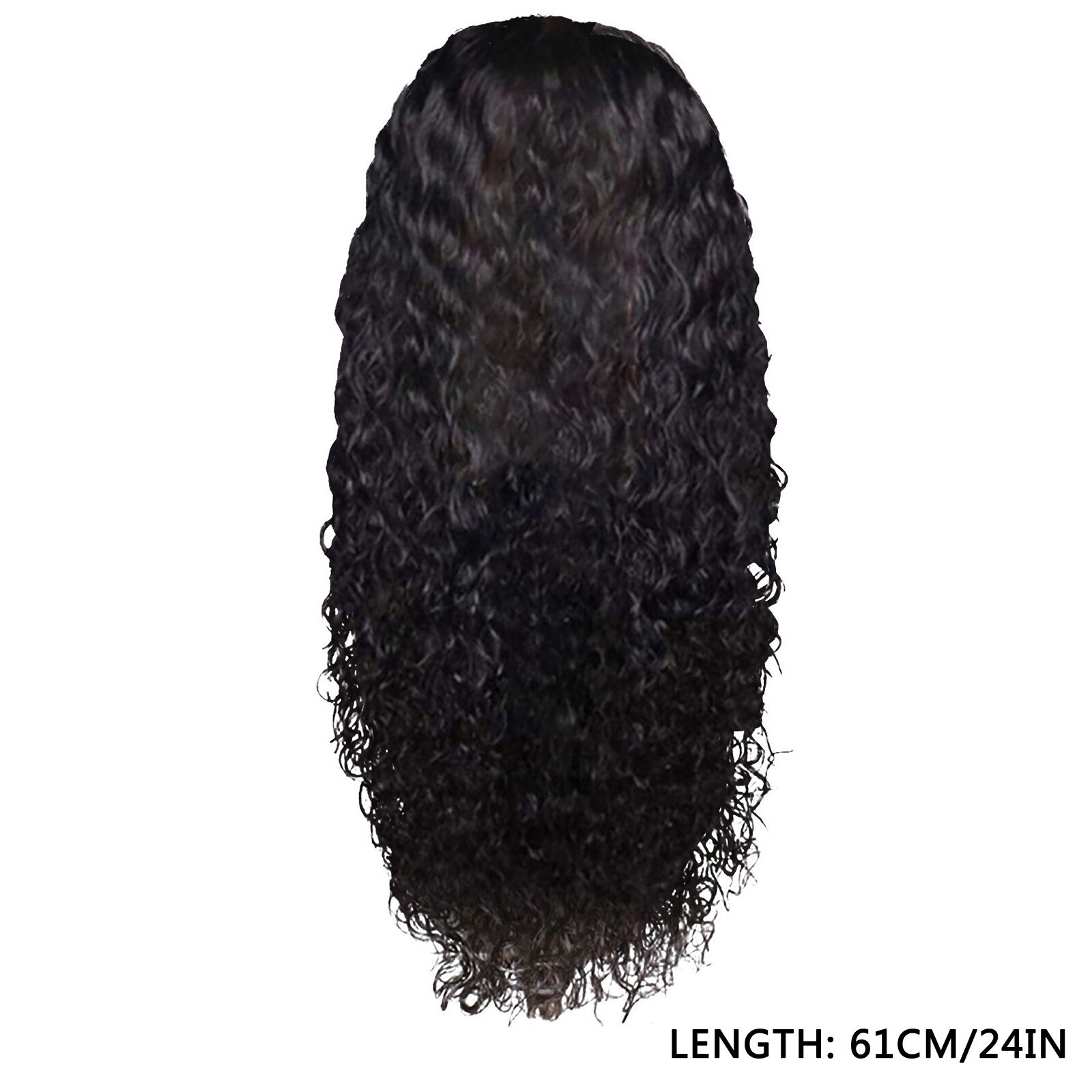 Peluca de pelo rizado negro para mujer, largo sintético Afro, División Midd, fibra resistente al calor, Media peluca atada a mano # g30: 24in 