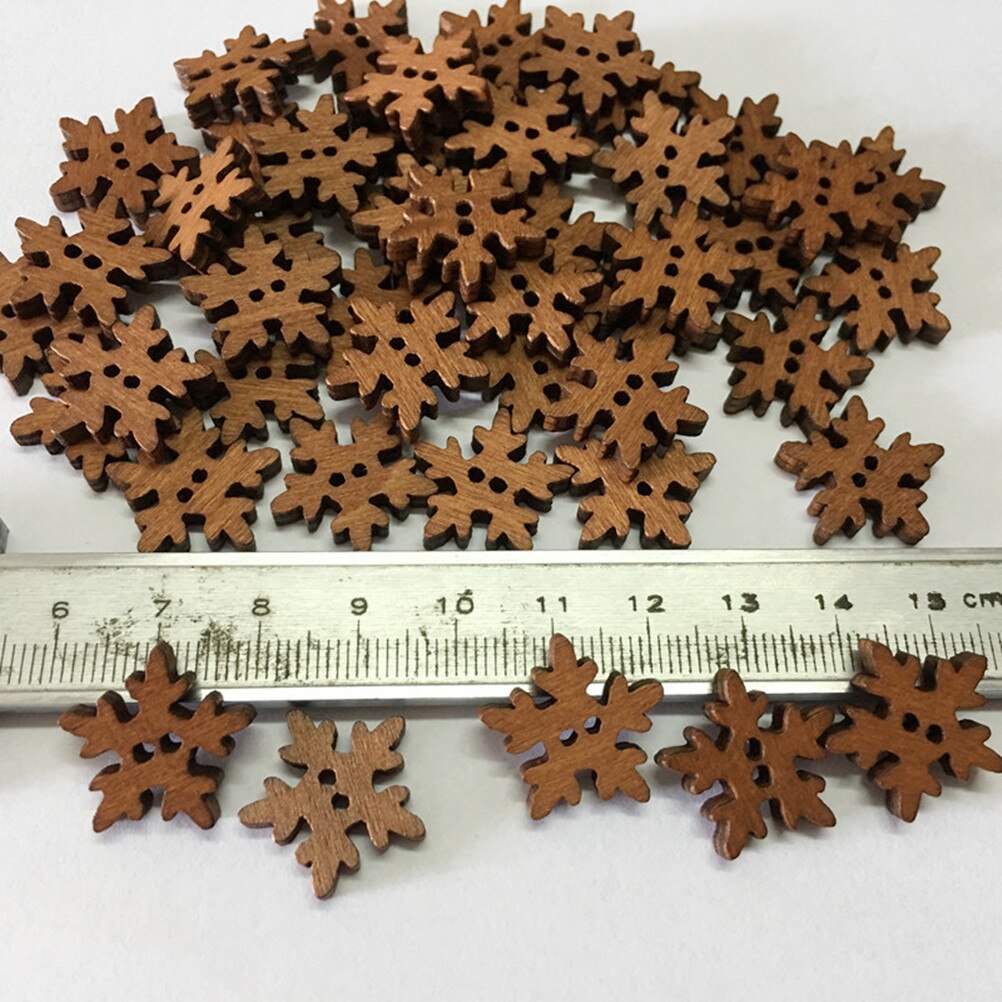 100 stuks kerst sneeuwvlok vorm diy houten knopen voor scrapbooking knutselen diy 18mm