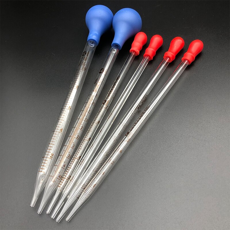 30pcs/lot Glass Gel Head Graduated Dropper Transfer Pipette Suction Pipet Big Blue Bulb Glass Dropper