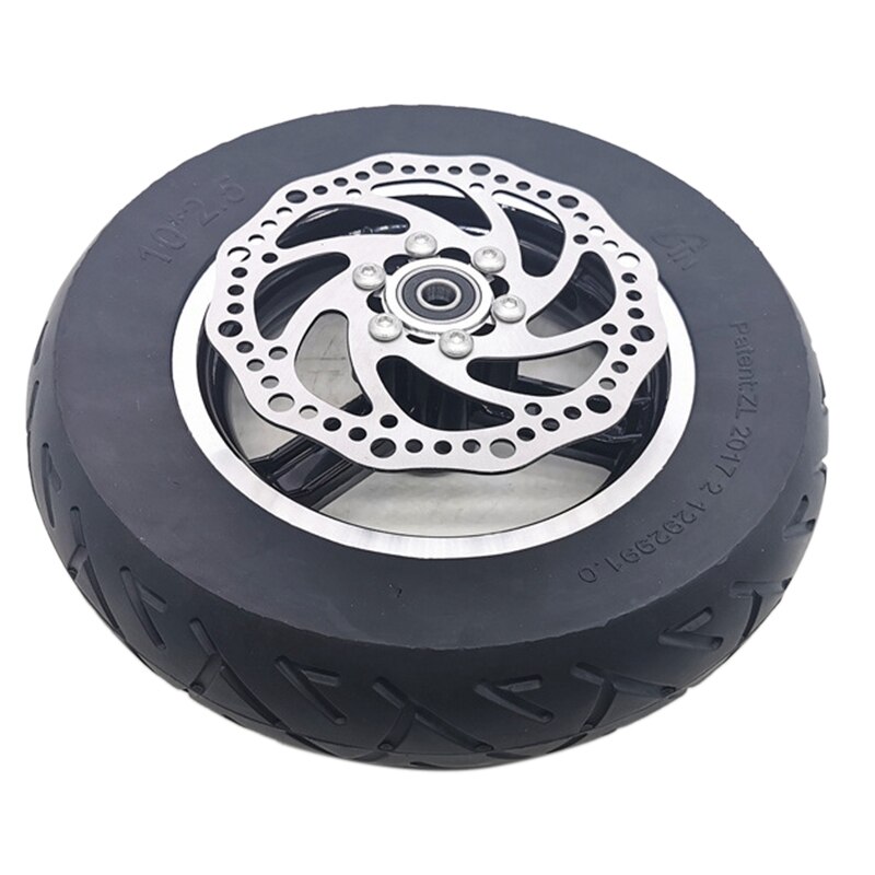 10 Inch 10X2.50 Electric Scooter Wheels 10X2.50 with Disc Brake and with Wheel Hub Disc Brake Set Hollow Solid Tire: Default Title