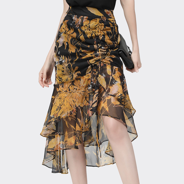 Beenle 2022 Zomer Bloemen Jurk Hoge Taille Afslanken Bloemen Mode Fishtail Lange Rokken Mid-Lengte Zelfs Parti Vrouwen Jurk: M