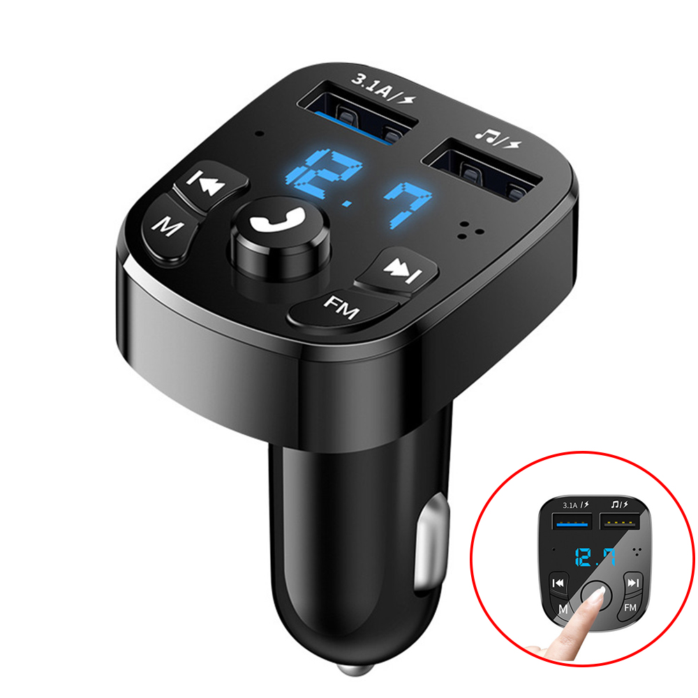 Car Kit FM Transmitter Bluetooth Audio Dual USB Car MP3 Player autoradio Handsfree Car Charger 3.1A Fast Charger Car Accessories: black