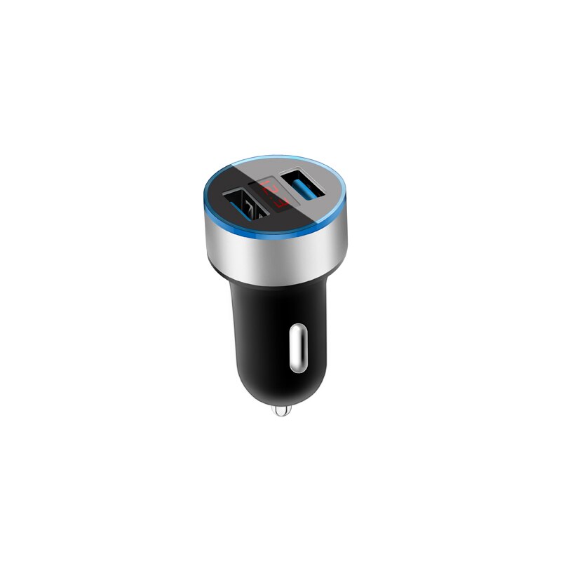 Chargeur double USB 3.1A pour voiture, 2 Ports, écran LCD, allume-cigare, pour iphone, samsung, xiaomi, huawei, etc.: Silver