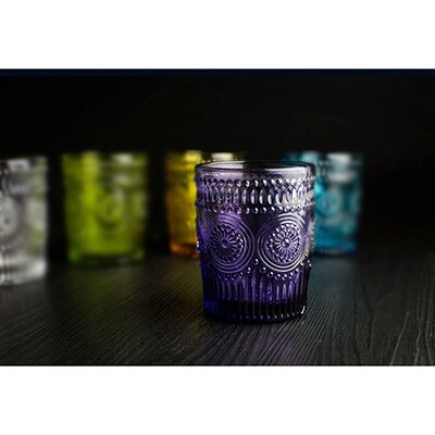 Retro gravyrglas rund liten solblomma relief juiceglas transparent zakka mjölkkopp 300ml handblåsta: A 1pc