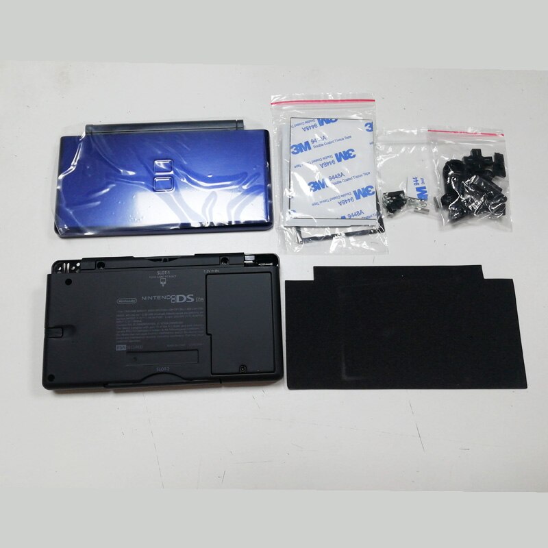 19 Colors Full Set Housing Shell DS Lite Cover Case For Nintend DS Lite shell replacement: Blue-Black