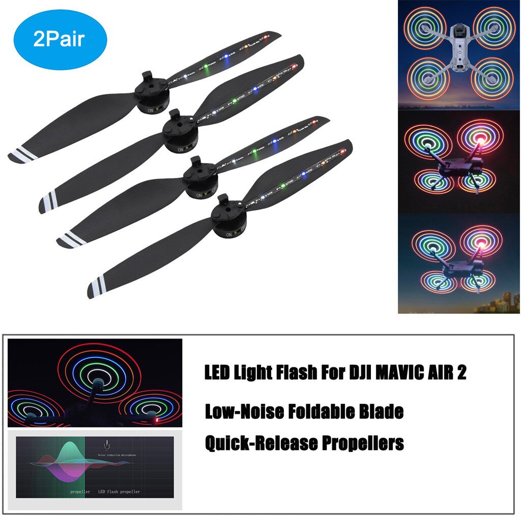 Led Licht Flash Lage Noise Opvouwbare Quick-Release Propellers Voor Dji Mavic Air 2 Mavic Air 2 Led propeller Lage Ruis