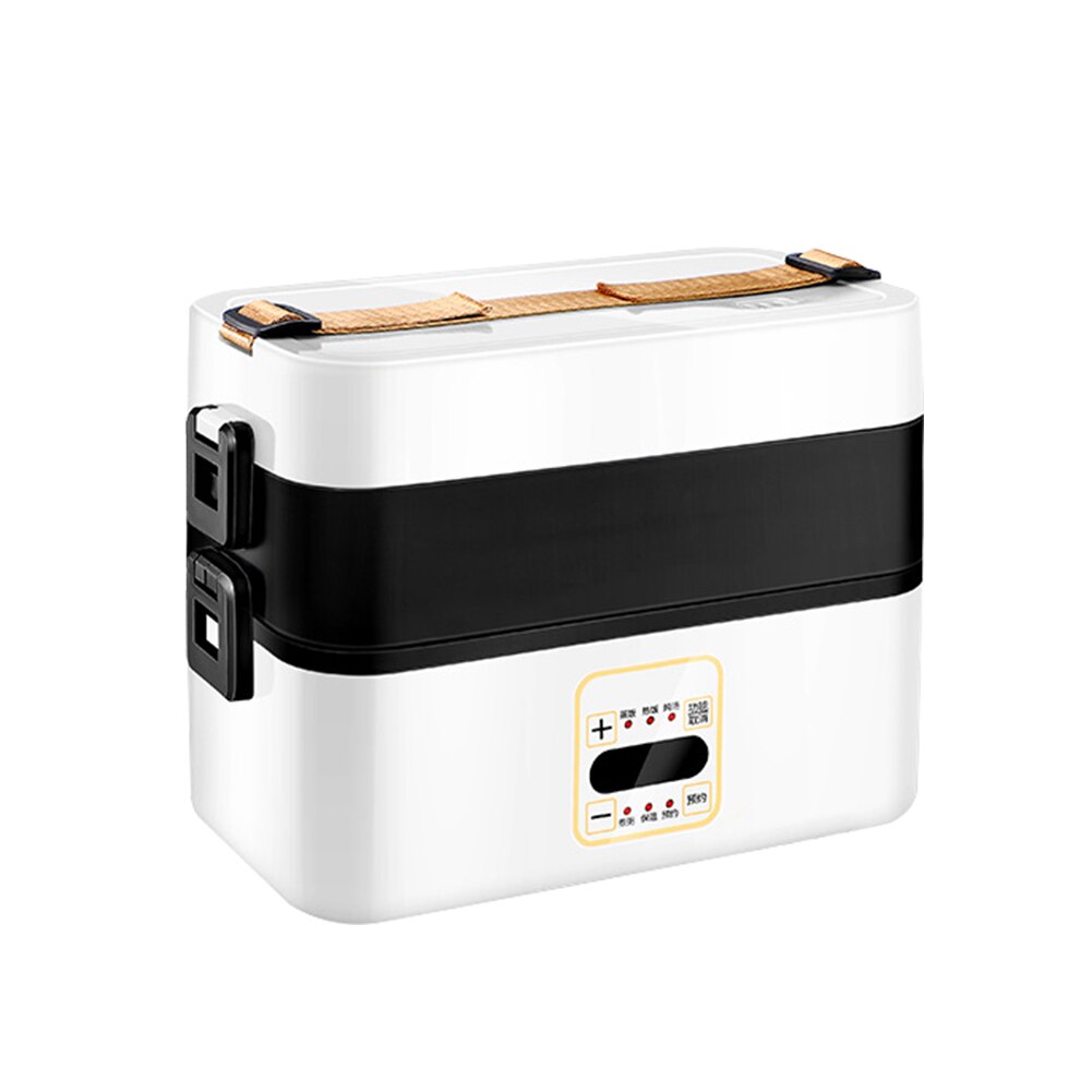 Stainless Steel Heating Lunch Box Multifunctional Electric Microwave Heating Food Storage Container for Student Office Worker: White / 2