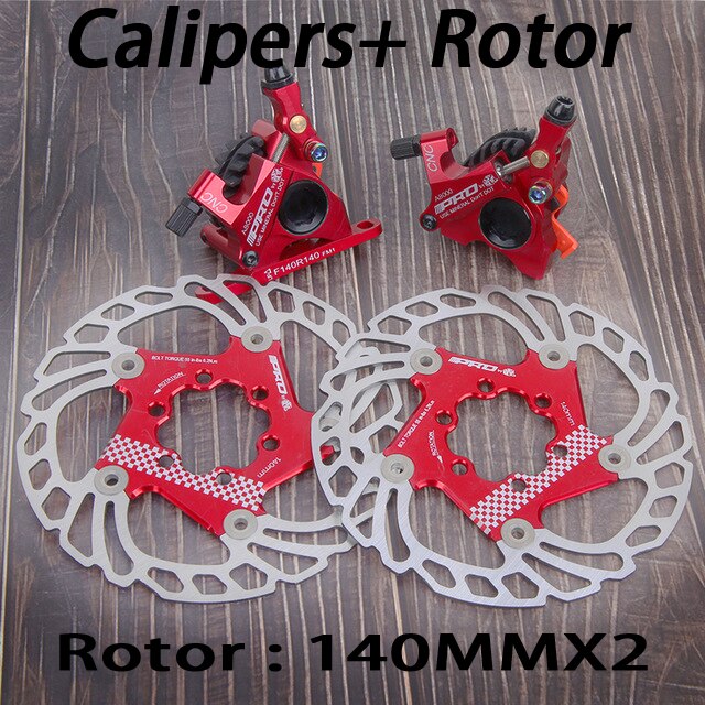 Road Hydraulic disc brakes set Flat Mount Calipers with 140MM discs rotor Bicycle Bilateral Mechanical Cable road brake Clamps