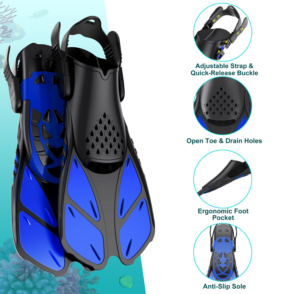 Snorkelvinnen Verstelbare gespen Zwemvliezen Korte siliconen duikschoenen Open hak Reisformaat Volwassen heren Dames
