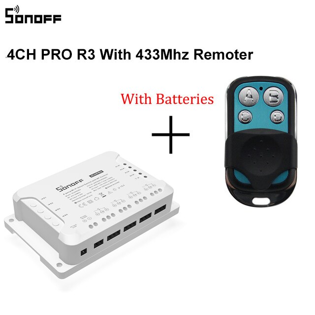 Sonoff 4CH pro R2 Wifi Intelligente Interruttore Della Luce 4 banda, 3 Modalità di lavoro Impulsi interblocco di auto-bloccaggio RF/Wifi Interruttore Funziona con Alexa: 4CH Pro R2 con RC