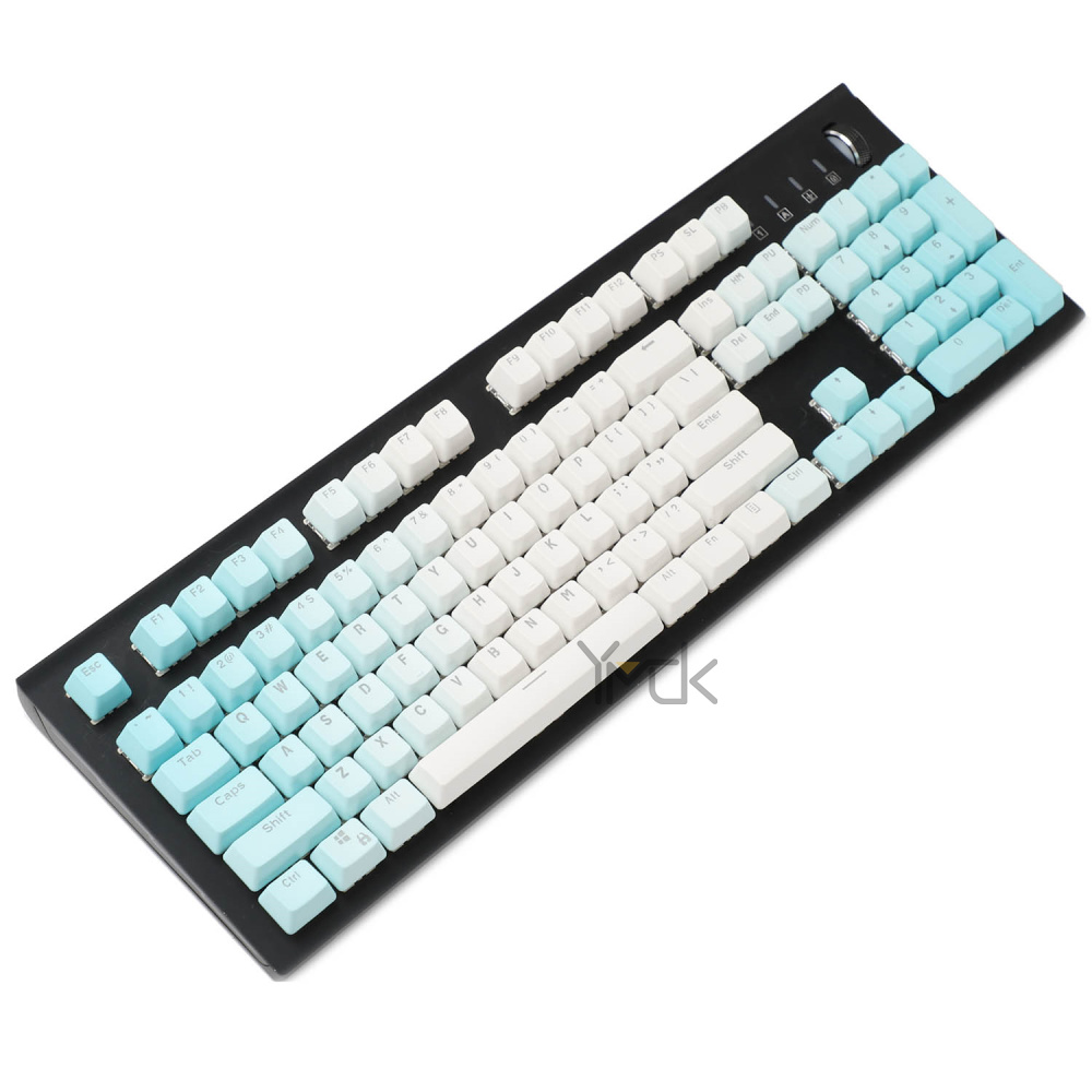 YMDK Doppel Schuss 104 Gefärbt PBT Glanz Durch OEM Profil Regenbogen Keycap set Geeignet Für Cherry MX Schalter Mechanische Tastatur: Blue White