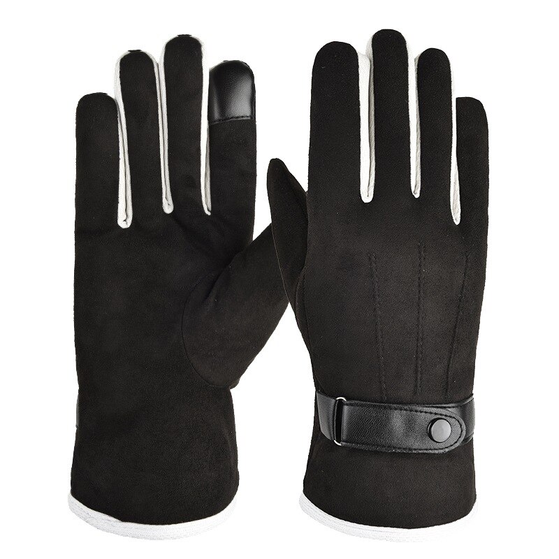 Guantes de pesca cálidos para hombre, manoplas de invierno a prueba de viento con pantalla táctil, antideslizantes de dedo completo y forro polar grueso, para ciclismo y pesca al aire libre: JP203heiwu