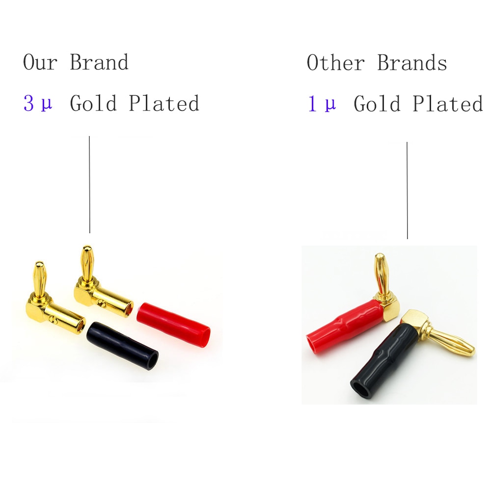 HIFI 24K Gold plated 90 Degree Speaker Banana Plug right angle