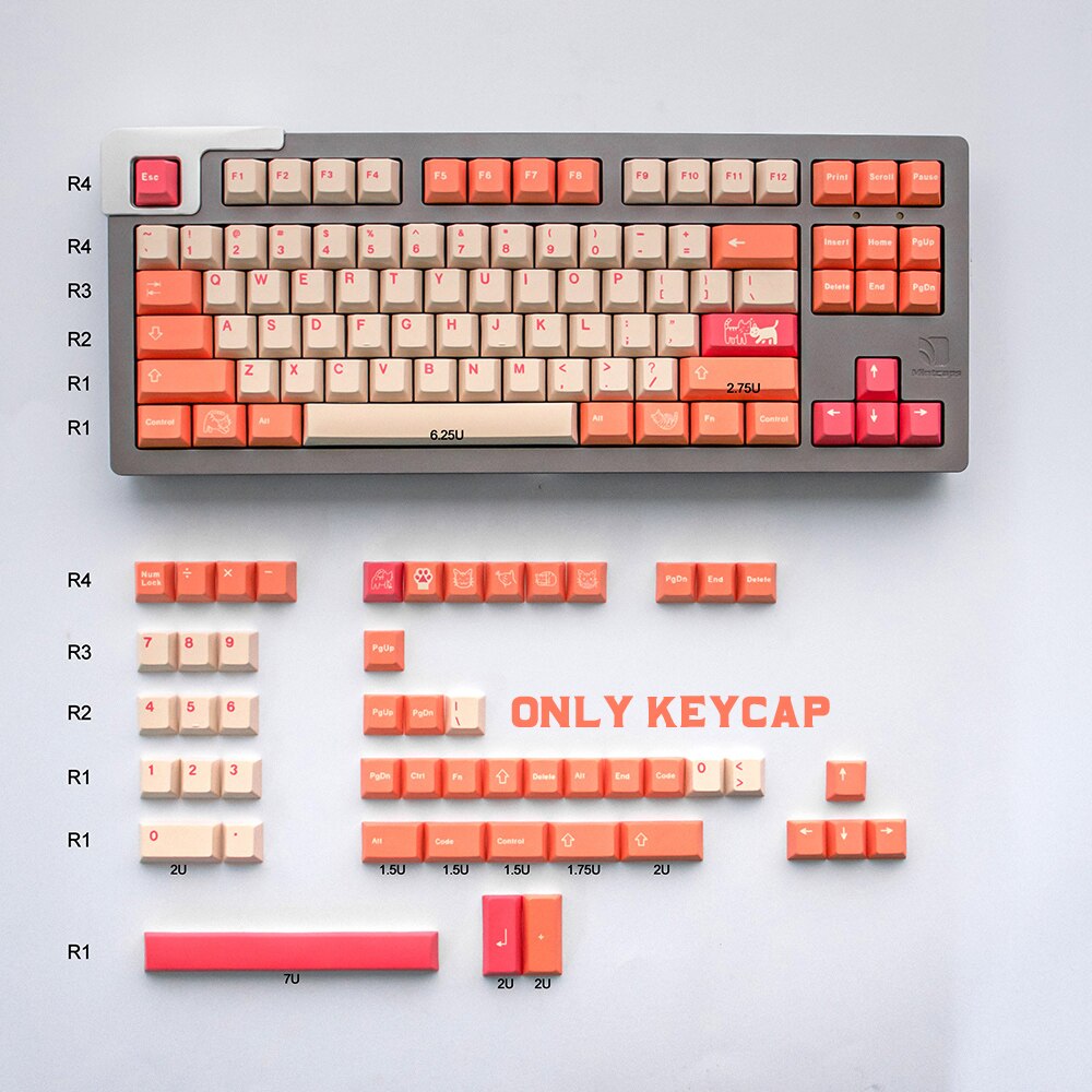 Pbt 137 key clone gmk orange boi keycaps cherry profile dye-sub mekanisk tangentbord keycap för mx switch med 6.25u 7u blanksteg: Default Title