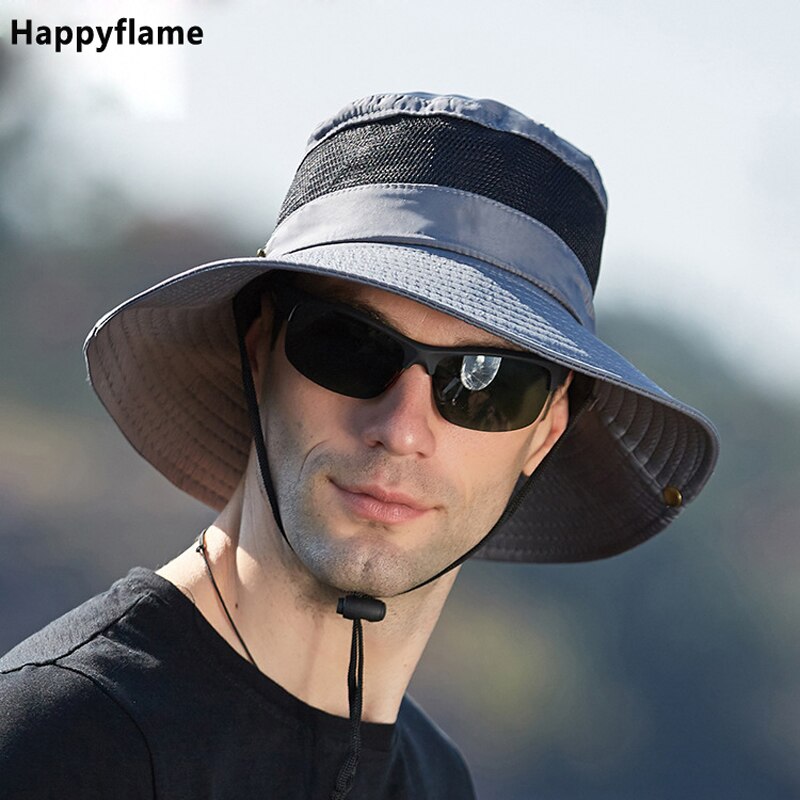 Men's Panama Hat Outdoor UV-proof Breathable Bucket Hat Wide Brim Hat Summer Hiking Anti-UV Sun Hat Fisherman Hat Cowboy Cap