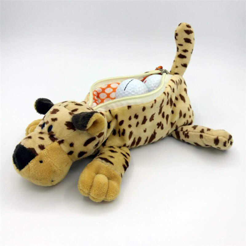 [størrelse 8-9 stk] plysdyr lille golfboldtasker lynlås golftasker sportsudstyr maskot nyhed sød: Leopard