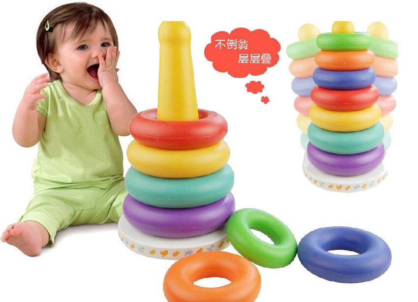 Ylh 2101 baby syv lag regnbue tårn sag cirkel spædbørn pædagogisk legetøj