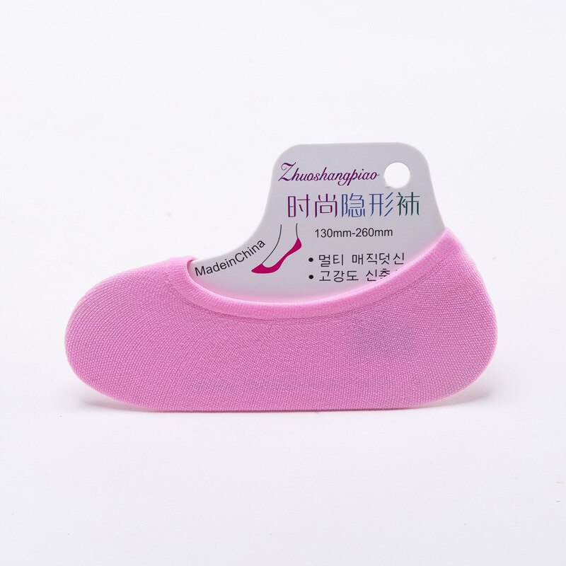 Sokketøfler kvinner fast usynlig silikon anti-skli sommer pustende tøyelig deodorant dame myk tynn enkel: Rosa 1