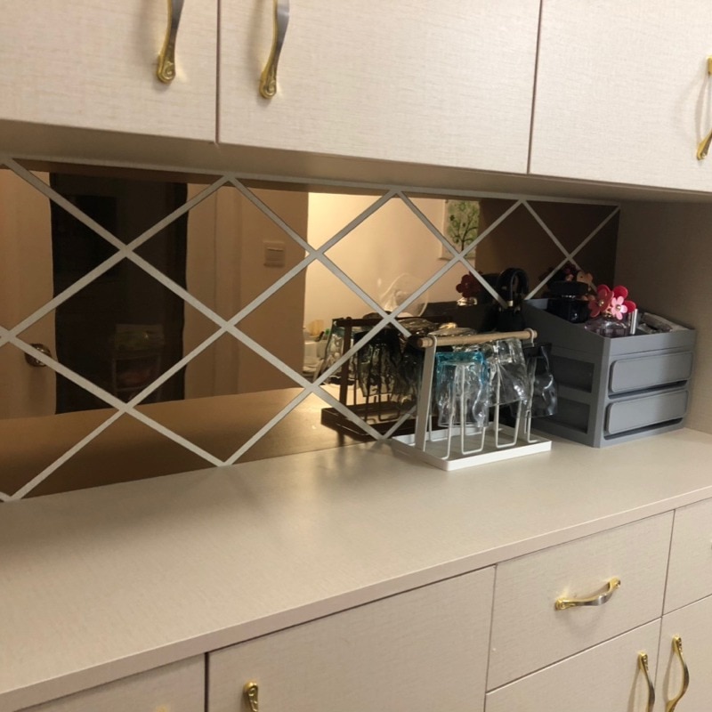 Diamond Spliced Mirror Stickers Self Adhesive Removable Acrylic Mirror Sheets Wall Decals For Home Art Room Bedroom Background D