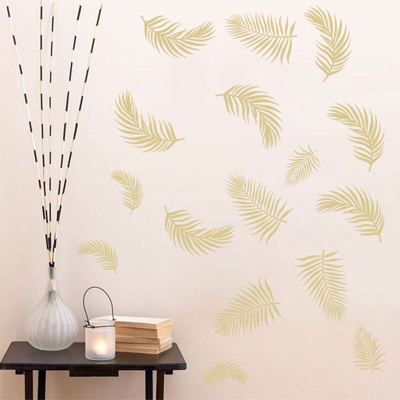 Autocollant mural en plume dorée moderne, décoration d'interieur, décoration d'interieur