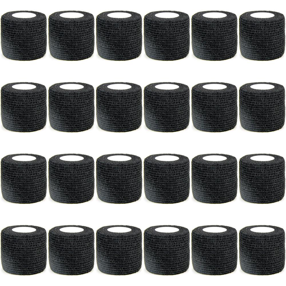 24 rolls Self Adhesive Bandage Wrap Cohesive Bandage Sports Tape Vet Wrap: Black