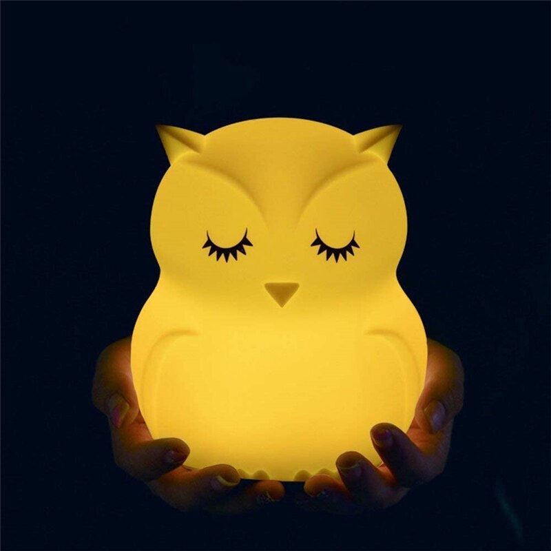 Luz nocturna de silicona con forma de Animal para bebé, lámpara de búho con Sensor táctil y control remoto, recargable con cambio de Color