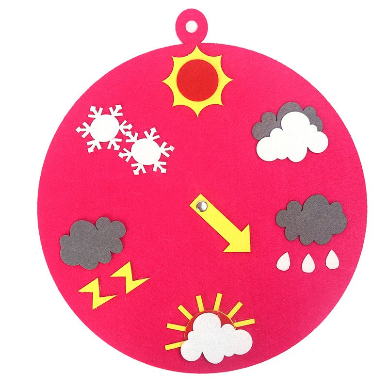 Tidlig læring uddannelse legetøj ur tid vejrudsigt meteorologisk mønster ikke-vævet filt børn legetøj
